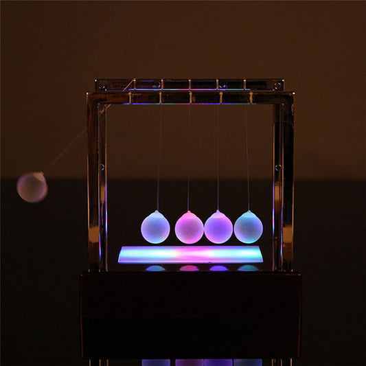 Newton's Cradle LED Light Up Kinetic Energy Desk Toy for Home Office Decor & Science Enthusiasts